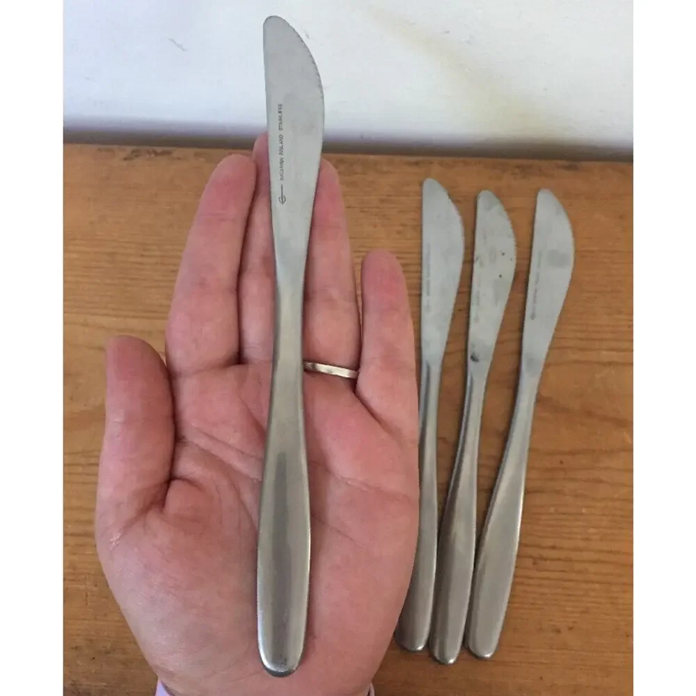 Set Of 4 Vtg Hackman Finland Stainless Steel Butter Knives Silverware Flatware